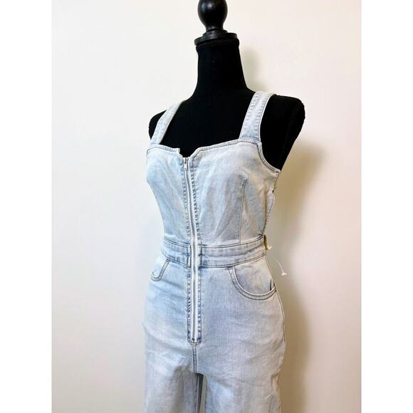 Free People We The Free CRVY 2nd Ave One Piece Jean Jumpsuit Size 0 Blue Denim - Picture 4 of 6